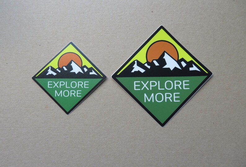 Explore More Vinyl Sticker, Illustrated Water Bottle Sticker, Hiker ...