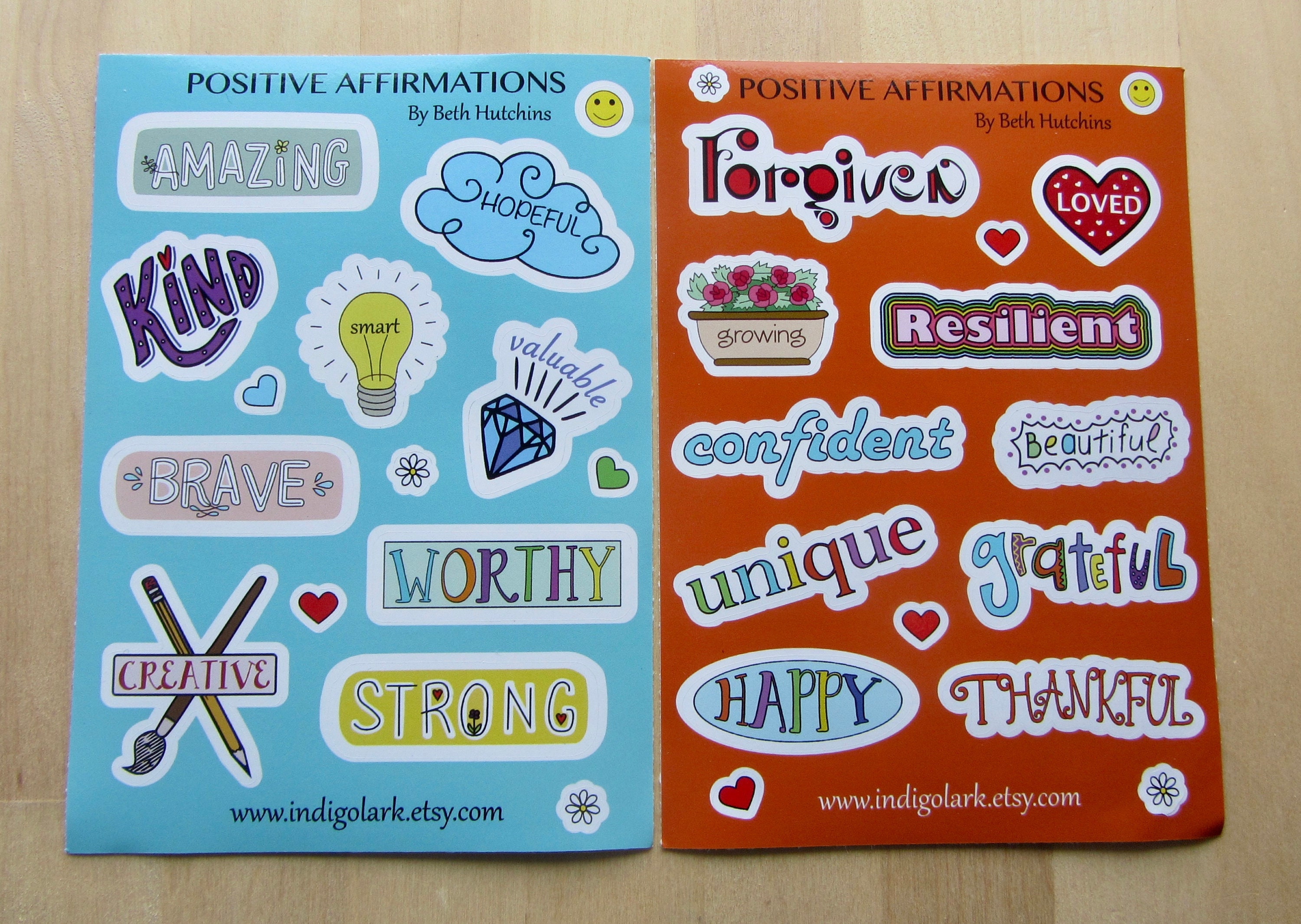 Positive Affirmations Vinyl Sticker SET, Inspiration Self Care ...