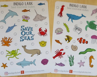 18 Hojas De Pegatinas De Animales Marinos – Calcomanías De Océano Para Decoración, Clase Y Manualidades
