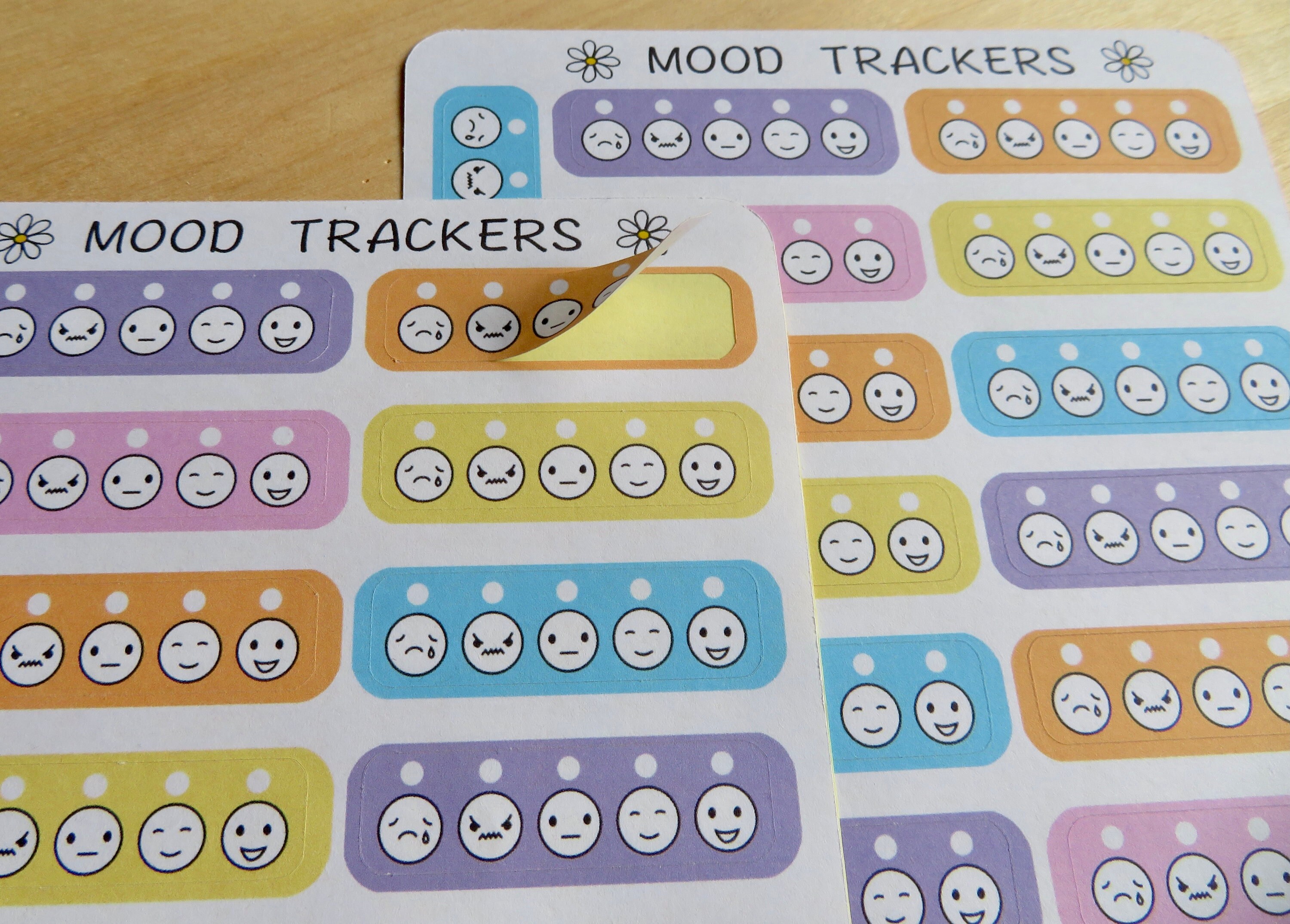Daily Mood Emotion Tracker Planner Stickers, Illustrated Emotions Face ...