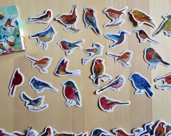 46 Song Bird Stickers, Bird Theme Planner Journal Stickers, Bird Lover Stationery Gift, Birder Birding Watcher Gift