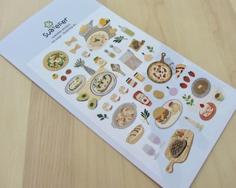 Junk Food Stickers, Pizza Pasta Doodle Stickers, Meal Dinner Planner Scrapbooking Stickers, Suatelier Food Trip #1 Stickers, Gift for Foodie