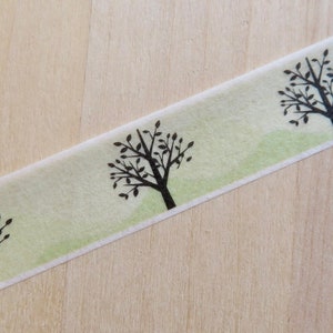 Tree Washi Tape, Decorative Woodland Paper Adhesive Journal Tape, Green Forest Plant Nature Planner Tape, Illustrated Tree Masking Tape image 1