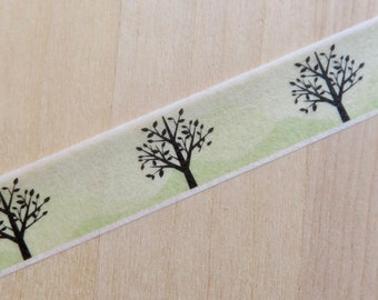 Tree Washi Tape, Decorative Woodland Paper Adhesive Journal Tape, Green Forest Plant Nature Planner Tape, Illustrated Tree Masking Tape