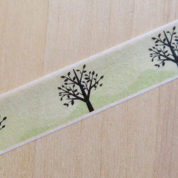 Tree Washi Tape, Decorative Woodland Paper Adhesive Journal Tape, Green Forest Plant Nature Planner Tape, Illustrated Tree Masking Tape