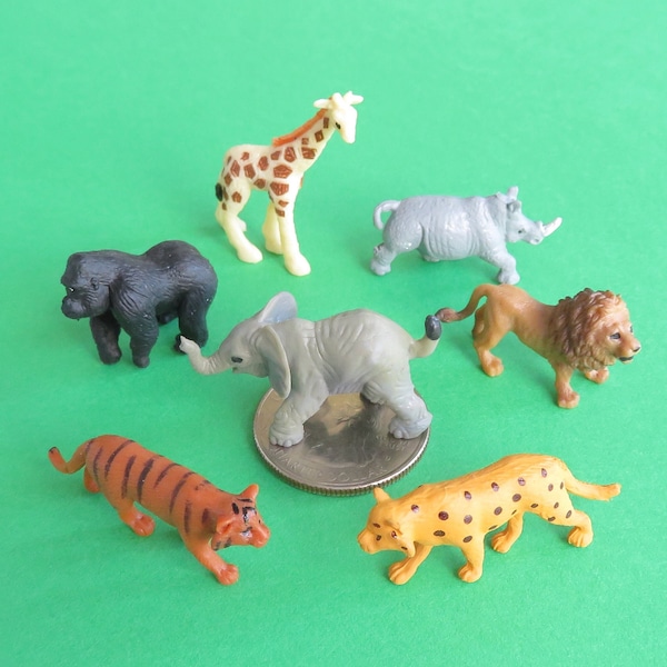 Miniature Safari Animals - Mini Terrarium Supplies - Teeny Tiny Wild Animal Soap Making Diorama Supplies - Lion Elephant Giraffe Gorilla