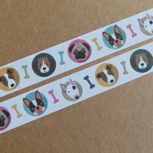 Dog Face Washi Tape, Cartoon Dog Breed Paper Adhesive Tape, Puppy Packaging Masking Tape, Whimsical Dog Lover Stationery Gift