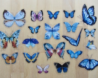 40 Realistic Blue Butterfly Stickers, Nature Garden Woodland Plant Planner Journal Stickers, Butterfly Insect Bug Stationery