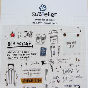Travel Stickers, Doodle Stickers, Travel Planner Scrapbooking Stickers, Travel Theme Kawaii Korean Stickers, Suatelier 1057 Traveler Gift