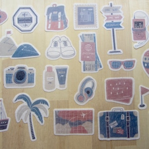 Travel Adventure Stickers, Vellum Travel Planner Scrapbooking Stickers, Travel Theme Kawaii Stickers, Traveler Gift