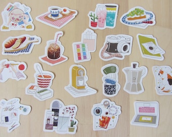 Daily Every Day Life Planner Sticker Set, Illustrated Doodle Stickers, Planner Scrapbooking Stickers, Home Food Activity Stationery