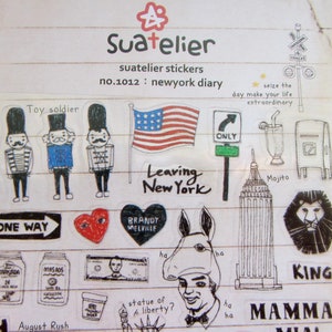 New York NYC Stickers, Travel Doodle Stickers, New York Planner Scrapbooking Stickers, Suatelier New York Theme Landmark Stickers
