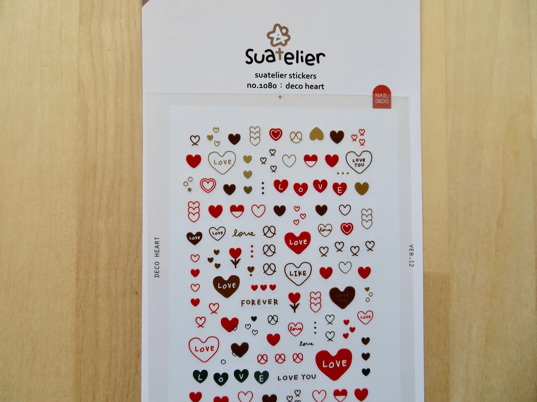 Love Heart Stickers, Tiny Deco Nail Art, Valentines Planner Stickers