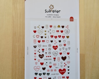 Love Heart Stickers, Tiny Deco Nail Art, Valentines Planner Stickers, Mini Journal Scrapbooking Nature Stickers, Suatelier 1080