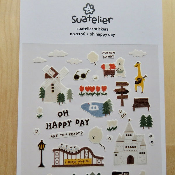 Travel Stickers, Summer Holiday Vacation Stickers, Theme Park Fete Carnival Planner Scrapbooking Stickers, Suatelier 1106 Oh Happy Day