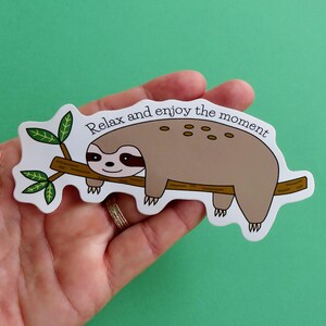 Kawaii Sloth Sticker, Vinyl Sloth Journal Laptop Sticker, Sloth Lover Gift, Die Cut Sloth Book Sticker, Sloth Sticker, Sloth Stationery