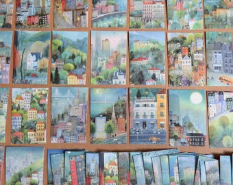 50 stickers scène de ville, jeu de stickers illustrés fantaisistes