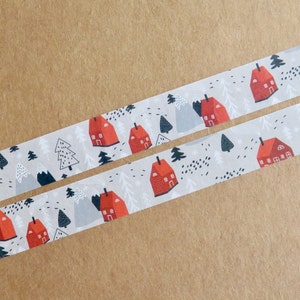 Scandi Woodland House Washi Tape, Nordic Forest Cottage Scrapbook Planner Journal Tape, Illustrated House Masking Tape
