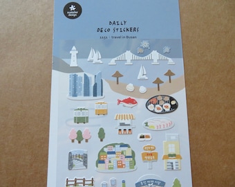Busan South Korea Suatelier 1151 Stickers, Travel Gift Stickers, Vacation Planner Journal Stickers, South Korea Theme Landmark Stickers