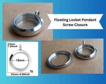 25 mm Screw Closure Floating Charm Glass Locket, Cremation Ash Hair Urn Memorial DIY Pendant, Fillable Simple Keepsake Memory Jewelry