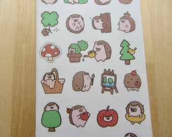 Hedgehog Stickers, Woodland Stickers, Planner Journal Stickers, Kawaii Hedgehog Lover Gift, Funny Cartoon Hedgehog Theme Stationery