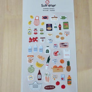 Grocery Shopping Food Stickers, Meal Dinner Planner Scrapbooking Stickers, Suatelier No. 1126 Market Stickers, Fruit Vegetable Stickers