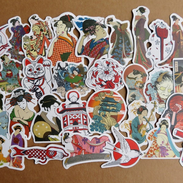 30 Japanese People Stickers, Japan Traditional Art Geisha Planner Journal Scrapbook Stickers, Japanese Culture Stationery Gift