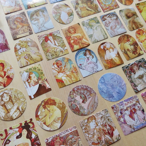 Alphonse Mucha Art Stickers, Classic Art Nouveau Journal Planner Scrapbooking Stickers, Mucha Art Lover Gift Stationery