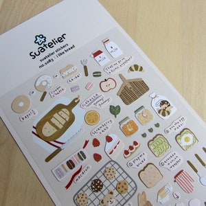 Bread Baking Stickers, Kitchen Doodle Stickers, Cooking Planner Scrapbooking Stickers, Suatelier Breakfast Food Stickers, Gift for Baker