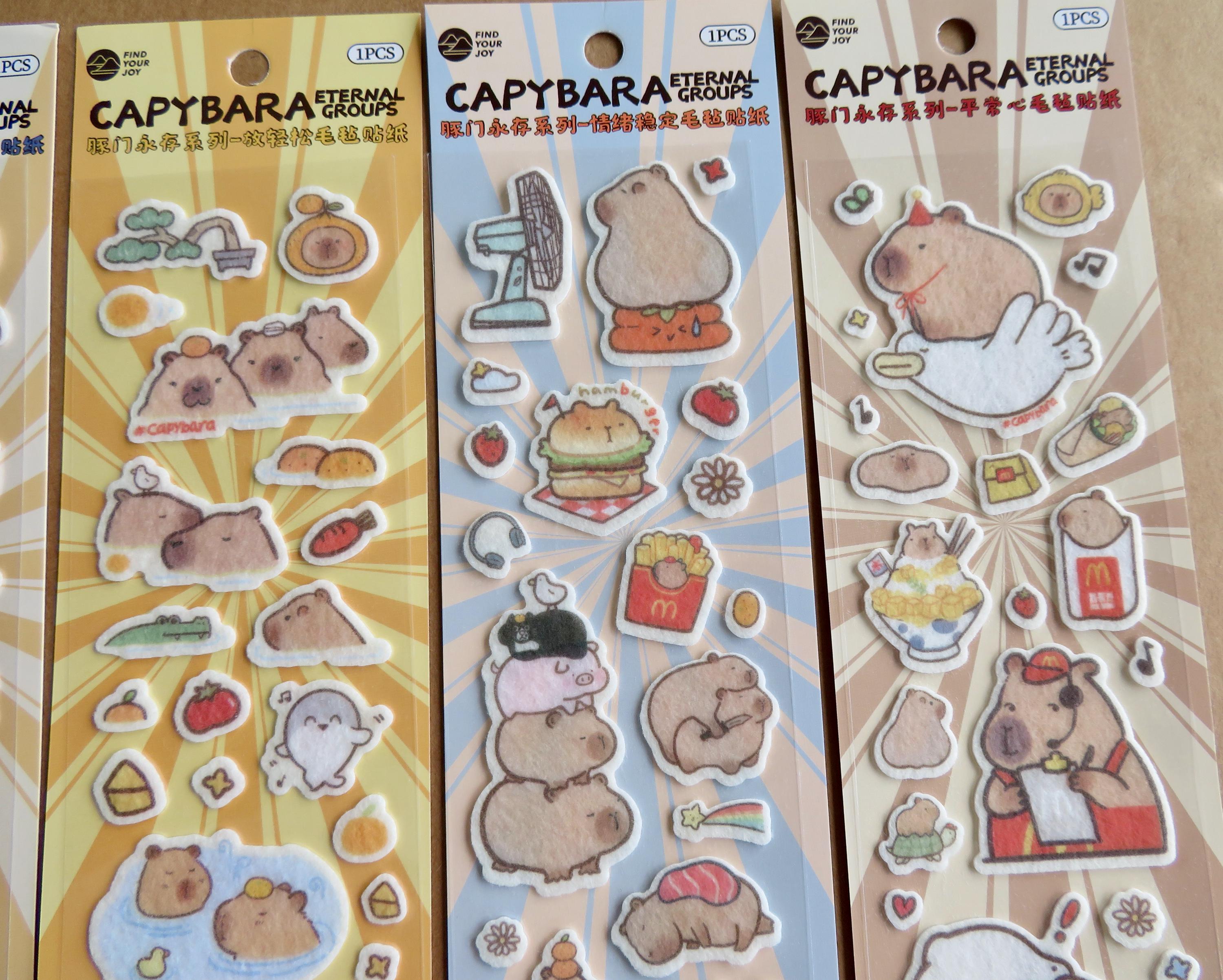Capybara Stickers, Illustrated Animal Felt Stickers, Funny Cartoon ...