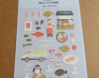 Stickers fruits de mer, épicerie, planificateur de repas, Suatelier n° 1203, marché aux poissons