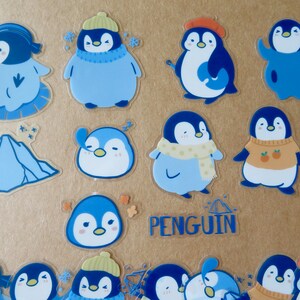 20 Penguin stickers, Arctic Animal Scrapbook Journal Stickers, Penguin Lover Gift, Penguin Stationery