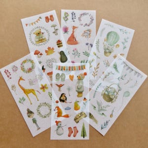 SET Woodland Animal Stickers, Watercolor Nature Stickers, Fox Hedgehog Planner Journal Diary Stickers, Whimsical Illustrated Stationery