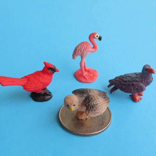Miniature Birds, Terrarium & Fairy Garden Supplies, Micro Tiny Wild Creatures Soap Making Resin Diorama Supplies, Flamingo Hawk Owl Cardinal