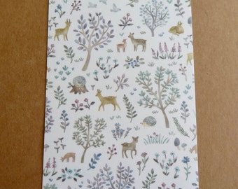 Mind Wave Forest Vellum Stickers, Scandi Style Nature Scene Stickers, Woodland Animal Deer Bird & Hedgehog Stickers