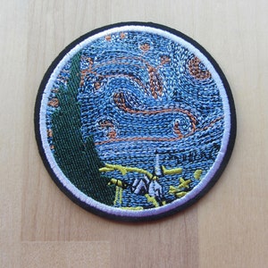 Van Gogh Starry Night Patch, Impressionist Art Iron-on Patch, Vincent Van Gogh Art Badge, Art Applique, Embroidered Applique, Art Lover Gift