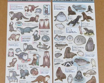 Kamio ADULT VISUAL DICTIONARY Stickers, Otter Seal Sea Lion Stickers, Gold Foil Stickers, Otter Animal Lover Gift