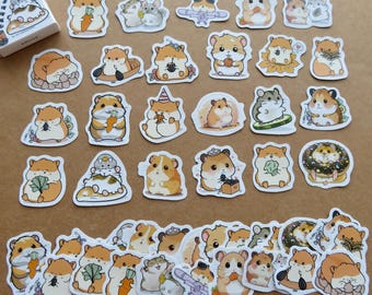 46 Cartoon Hamster Stickers, Guinea Pig Theme Stickers, Funny Hamster Lover Stationery Gift