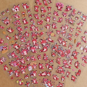 Mini Fox Activity Stickers, Cute Humorous Cartoon Fox Animal Stickers, Funny Kawaii Fox Lover Gift