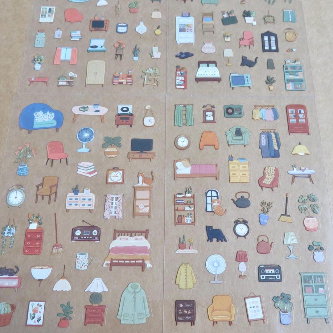 Home Activity Stickers, Every Day Object Stickers, Cozy Decor Furniture ...