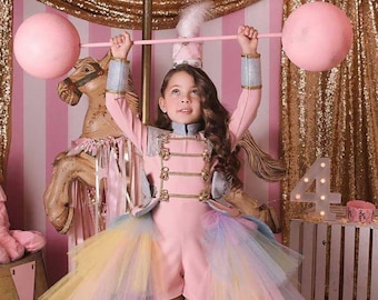 Traje de cascanueces de niña, traje de circo de niña, vestido de soldado, vestido de circo tutú, showoman, Glimmer Cascanueces Romper