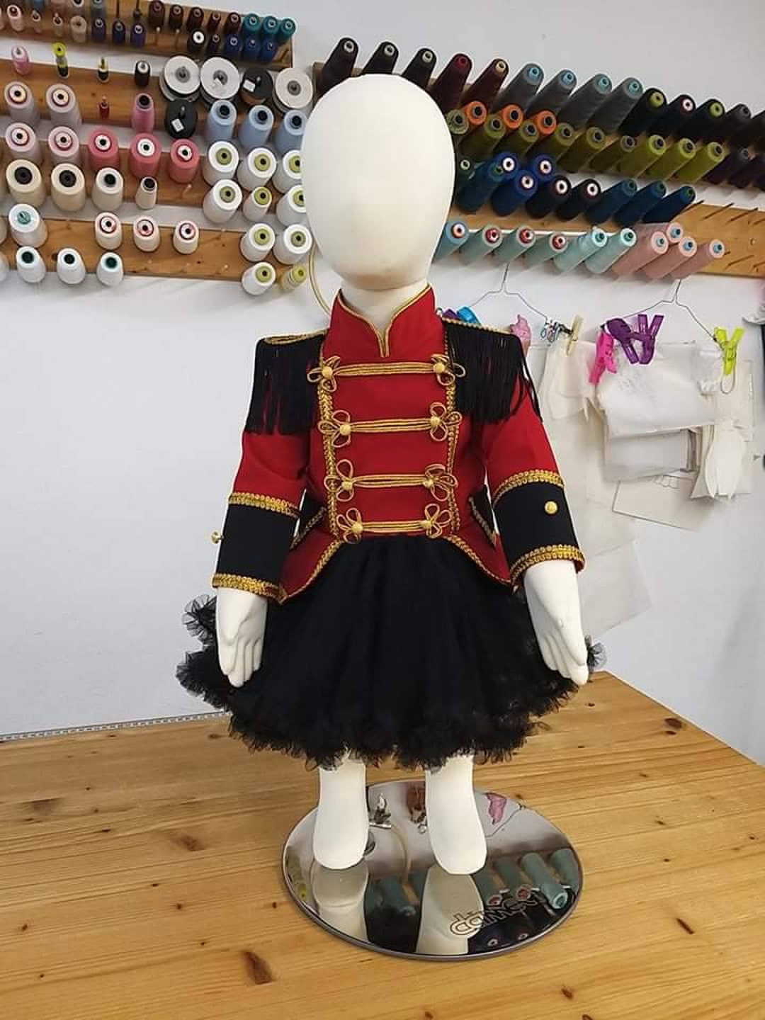 Disfraz de Majorette Infantil Vestido Blanco y Rojo Niña