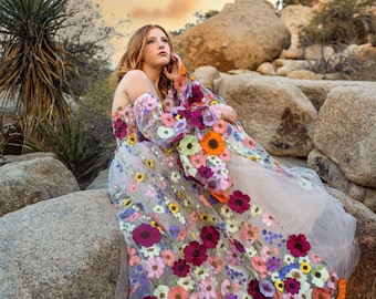 Women's Floral Lace Tulle Dress