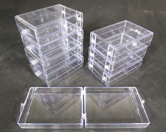 8 Clear Plastic Hinged Boxes: Wedding & Party Favors, Jewelry, Craft Storage (3.5" x 2.5" x 1")