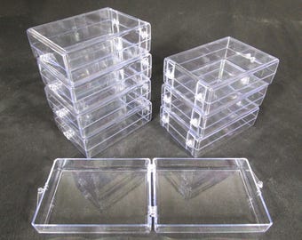 8 Clear Plastic Hinged Boxes: Wedding & Party Favors, Jewelry, Craft Storage (3.5" x 2.5" x 1")
