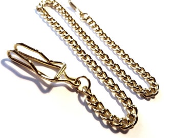 Pocket Watch Chain with Clip Bright Gold Regular 12 inch Long 24 inch Extra Long 36 inch Bronze Yellow Golden Watch Chain Free Shipping