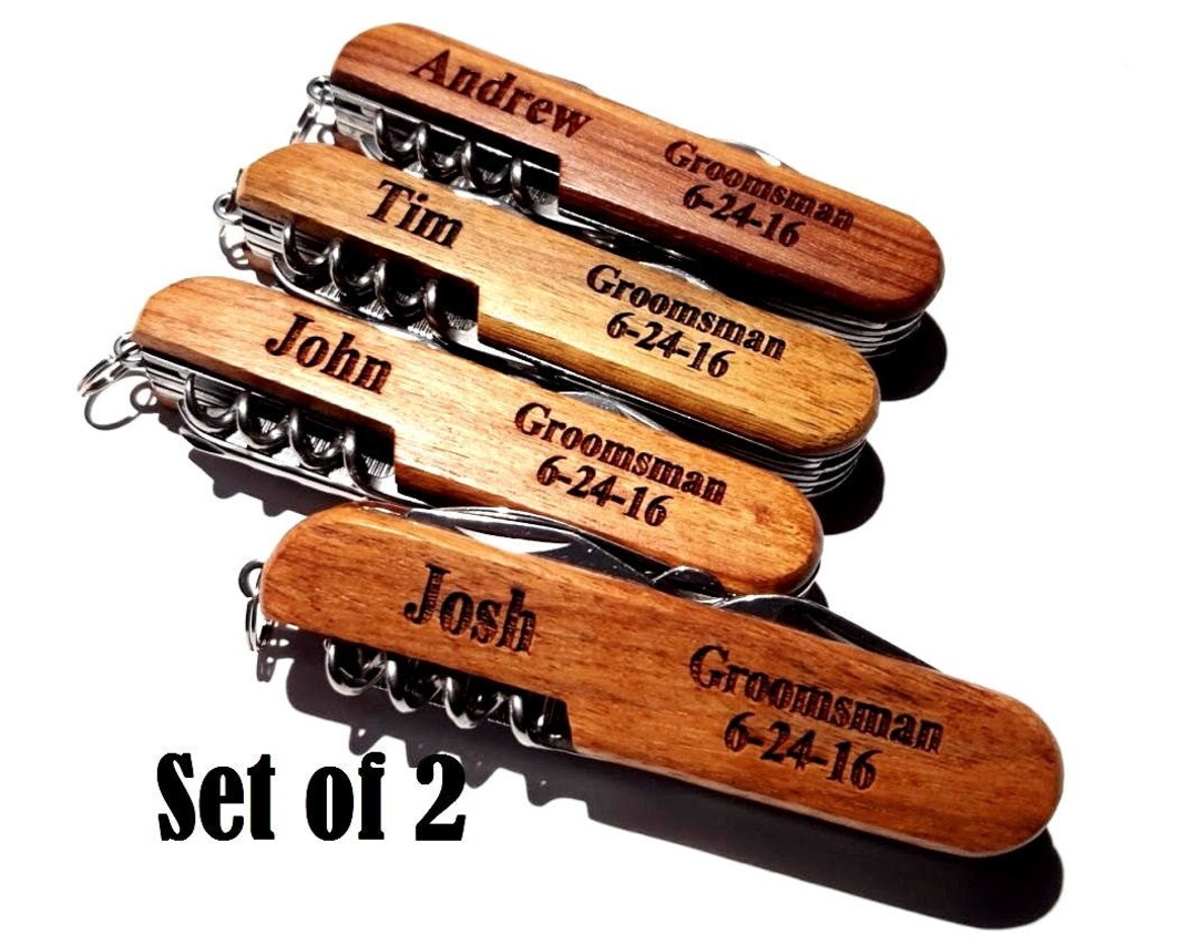 Pocket Knife Set of 2 Groomsmen Gifts Engraved Pocket Knives Etsy