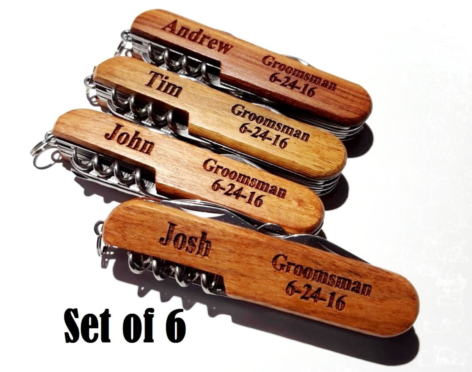Pocket Knife Set of 6 Groomsmen Gifts Engraved Pocket Knives Etsy