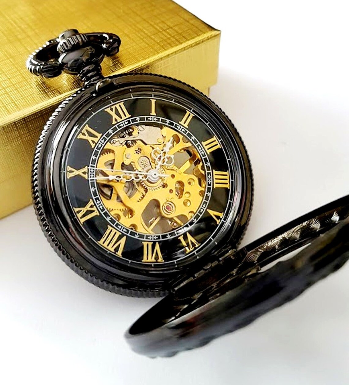 Black Pocket Watch Groomsmen Gift Set of 6 Wedding Pocketwatch Etsy
