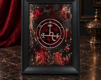 Lilith Sigil Demonic Goddess Art, Seal of Lilith  Satanic Symbol Handmade  Copper Etching Artwork
